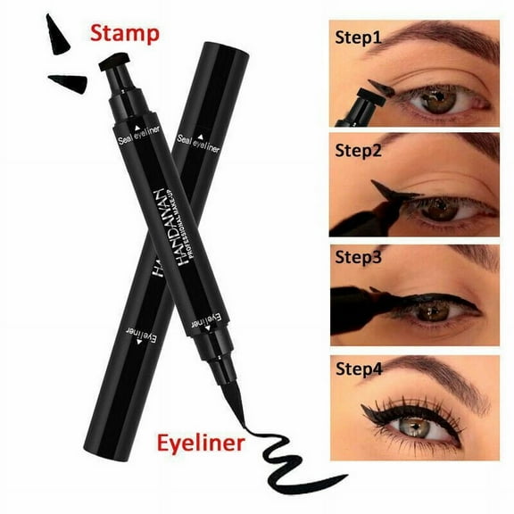 3 Pack Winged Stamp Pen Long Lasting Waterproof Makeup Liquid Black Eyeliner