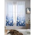 thumbnail image 5 of Spring Daisy Blue Curtains 63 Inch Length,Sheer Curtains for Bedroom Living Room Window Pastoral Botanical White Floral Leaf Rod Pocket Drapes Kitchen Curtains Small Half Window 42"x63" 2 Panels, 5 of 6
