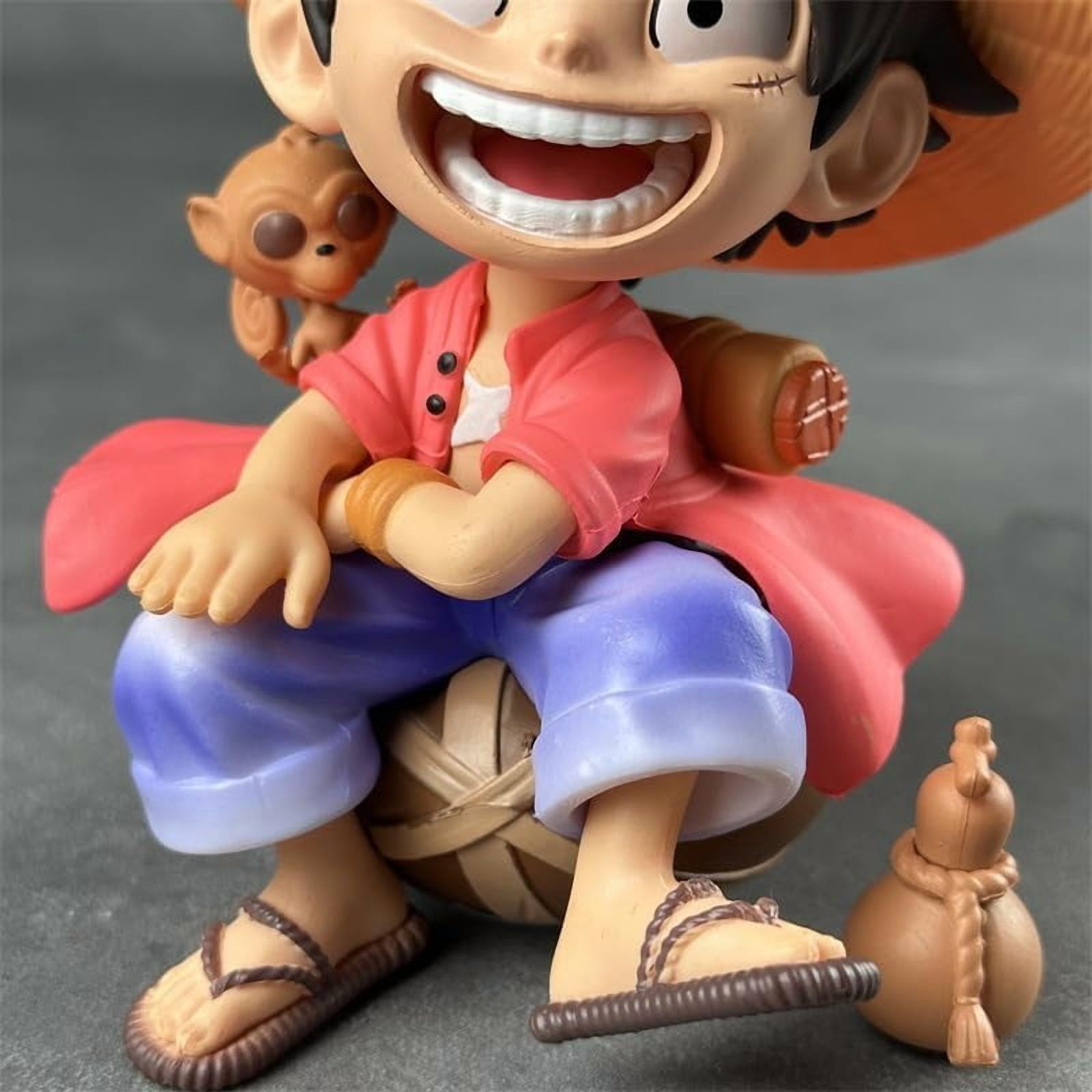 Newly Luffy Zoro Figure Q Version Sitting and Laughing Luffy Zoro Figures Desktop Ornaments PVC Action Statue Model Figure (Luffy)