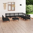 thumbnail image 1 of vidaXL 10 Piece Garden Lounge Set Solid Wood Pine Black, 1 of 1