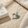 thumbnail image 3 of Sterling Silver Heart Four Leaf Clover Necklace for Women, Green Cubic Zirconia Irish Good Luck Pendant, Hypoallergenic St.Patrick's Day Gift for Her, 3 of 5