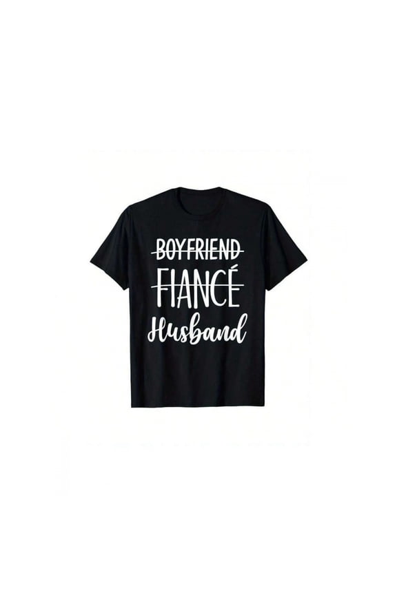 Black Boyfriend Fiance Husband Wedding T-Shirt - Funny Graphic Short Sleeve Cotton Tee For Men