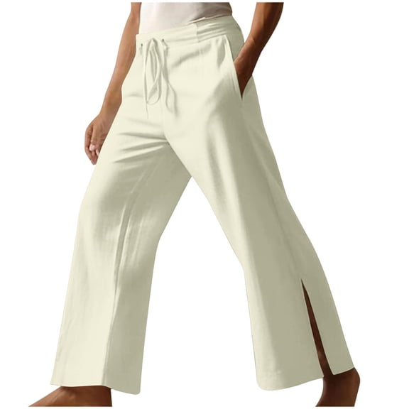 zfhfof Mens Cotton Linen Pants Elastic Waist Drawstring Casual Lightweight Loose Fit Beach Yoga Pants Lounge Trousers