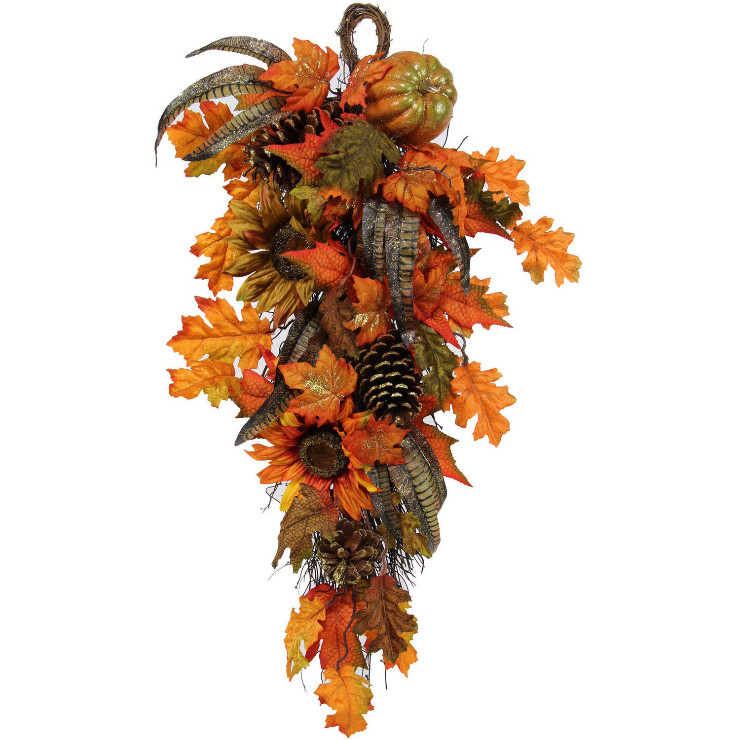 Mixed Sunflower and Pumpkin Teardrop Harvest Decoration - Walmart.com