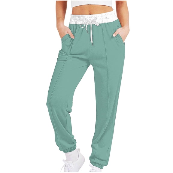 Wdfiry Sweatpants For Women Drawstring Baggy Cinch Bottom Sweatpants with Pockets High Waist Sporty Gym Fit Jogger Pants Lounge Trousers