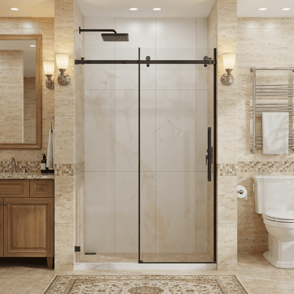 Kaisneo 48 in x 72 in Frameless Sliding Clear Tempered Glass Shower Door