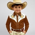 thumbnail image 2 of JAJAHO Boys Long Sleeve Shirts Western Cowboy Floral Embroidery Button Down Collared Shirts For Kids 4-13Y Soft Tops, 2 of 4
