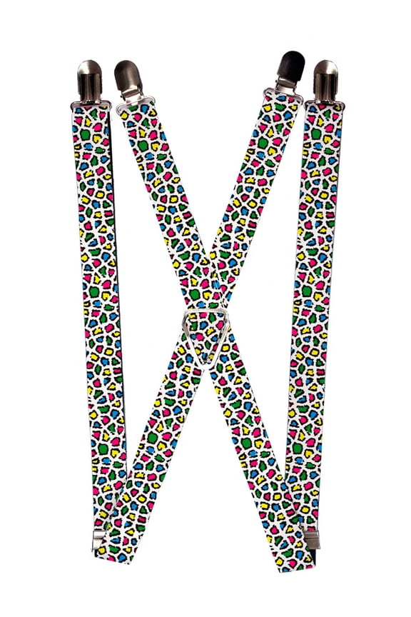 Bright Coloful Rainbow Cheetah Leopard Print Pattern Suspenders