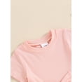 thumbnail image 5 of Bagilaanoe 2pcs Newborn Baby Girl Shorts Set Short Sleeve T-Shirts Tops + Ribbed Shorts 6M 12M 18M 24M Infant Casual Summer Clothes, 5 of 7