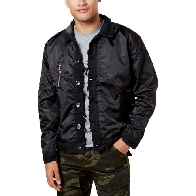 Chaqueta deshilachada American Stitch para hombre negro grande
