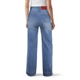 thumbnail image 6 of Soft Stretch Wide Leg Denim Trousers for Women Mid Rise Drawstring Tie Waist Relaxed Full Length Jeans, 6 of 6