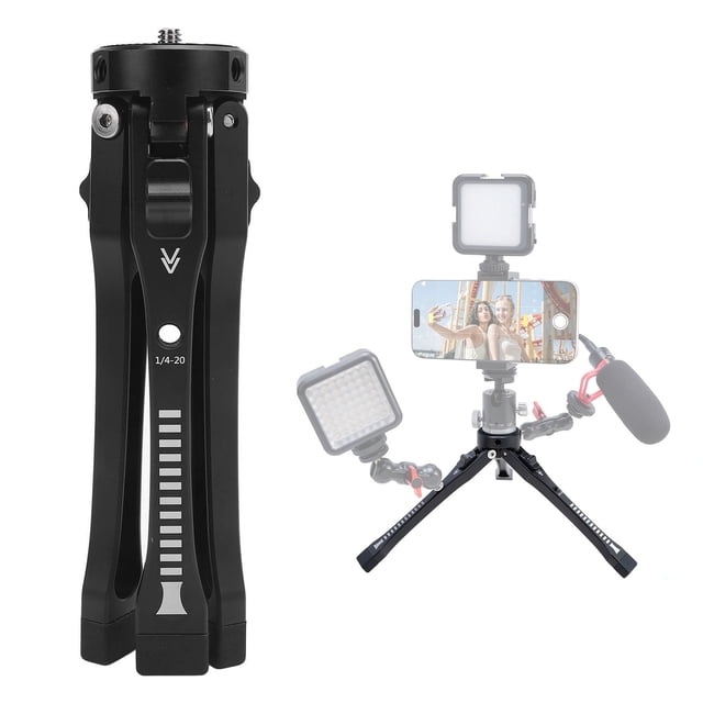 Tabletop Tripod Aluminum Alloy Angle Height Adjustable Desktop Tripod with 1/4 Inch Screw for DSLR Camera Camcorder Projector