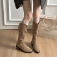 thumbnail image 5 of Nmnitkp Boots for Women Fashionable Casual Multi-Color Thick-Soled Suede Western Boots Fall And Winter Style Comfortable Long Boots Khaki,37, 5 of 9
