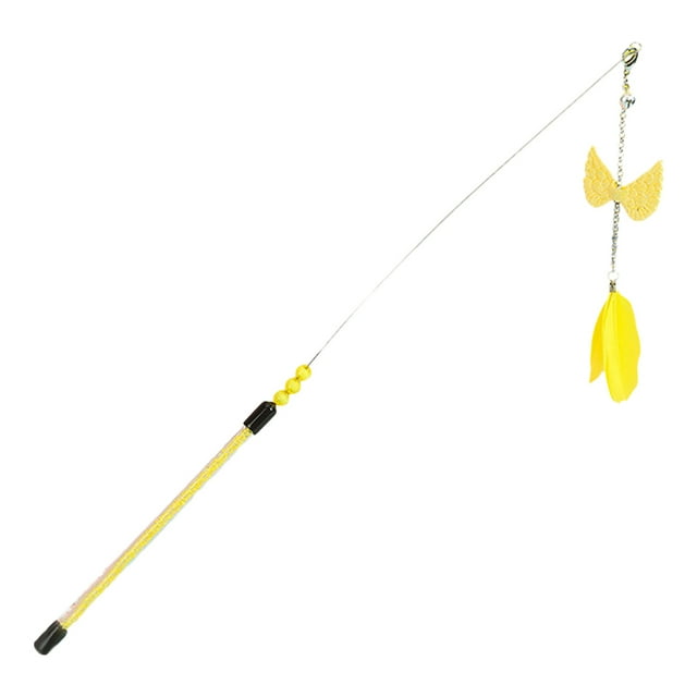 Cat Wand Toy Interactive Funny Fake Feather Cat Teaser Toy Kitten Wand with Bell
