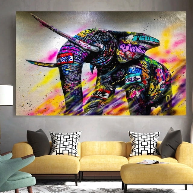 Cuadro Elefante Colores Graffiti