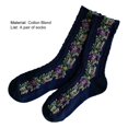 thumbnail image 3 of ievspot 1 Pair Women Vintage Style Nordic Stripe Flower Socks Girls Vintage Ethnic Floral Cotton Socks, 3 of 7