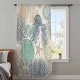 thumbnail image 4 of Nautical Coastaal Sheer Curtains 45" Long, Ocean Jellyfish Coral Seashells Conch Beige Light Filering Curtains, Breathable Simi Curtain Privacy Drapes for Kitchen Bathroom Small Window Treatment, 4 of 8