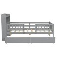 thumbnail image 3 of Solid and Stable Wood Twin Size Platform Bed with Built-In Led Light, Multi-Functional Headboard, Guardrail and 2 Drawers (Gray), 3 of 12
