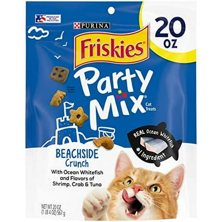 UPC: 0050000544592 | Purina Friskies Made in USA Facilities Cat Treats Party Mix Beachside Crunch – 20 oz. Pouch