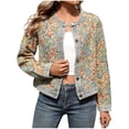 thumbnail image 2 of Vivianyn HD Women's Long Sleeve Jacquard Denim Jacket, Vintage Button Down Outerwear,Khaki,Size S-XXL, 2 of 8