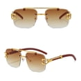 thumbnail image 2 of Rimless Rectangle Sunglasses for Women Men Fashion Hip hop Frameless Designer Shades Wooden Y2K Square Glasses UV Protection Tinted Lens Fashion Shades Eyewear , Light Yellow, 2 of 6