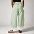 thumbnail image 4 of Sewkxo Womens Lace Trim Gingham Barrel Pants Wide Leg Elastic Drawstring Waist Lounge Pants Plaid Trousers with Pockets,Green XL, 4 of 5
