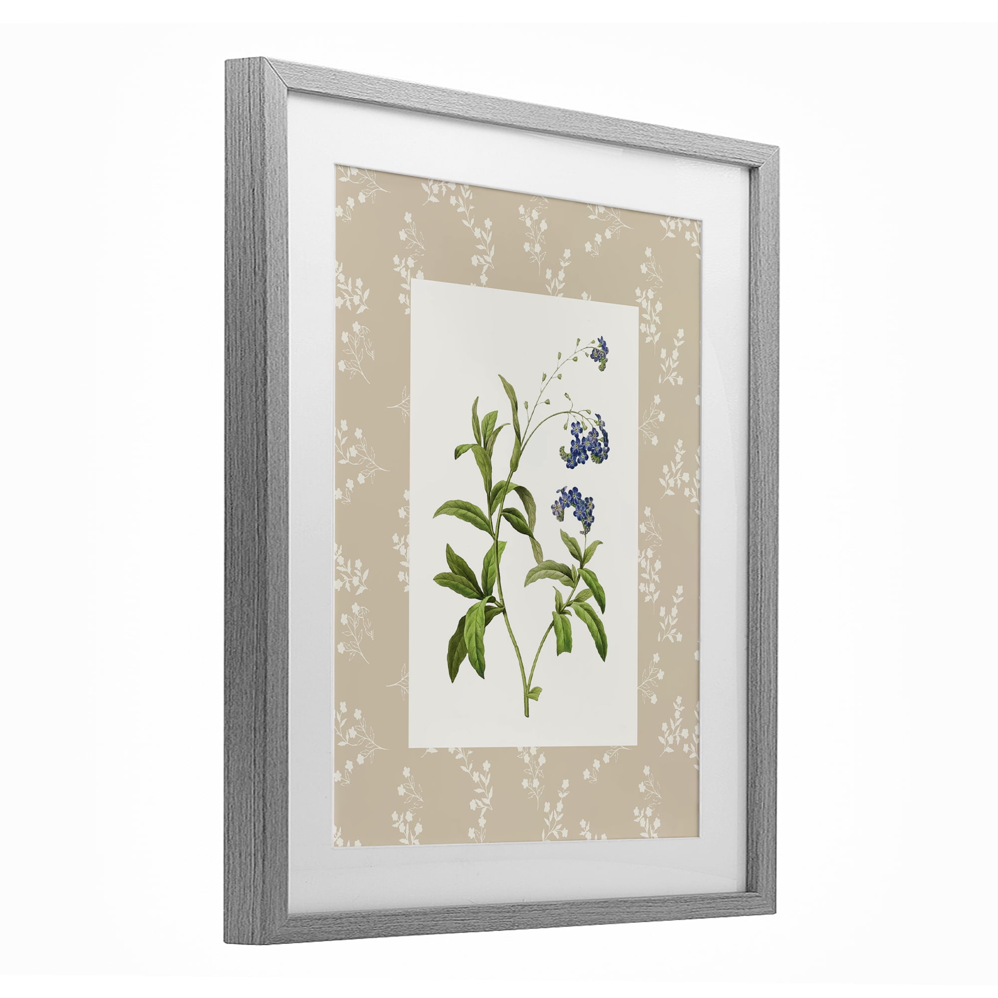 Stupell Industries Botanical Plate Design Gray Framed Print Under Glass, design by Val Rhodes