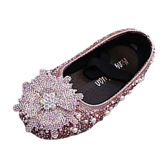 Momihoom Girl's Rhinestone Flower Elastic Strap Ballet Flats, Bling Princess Dress Shoes for Special Occasions & Daily Wear