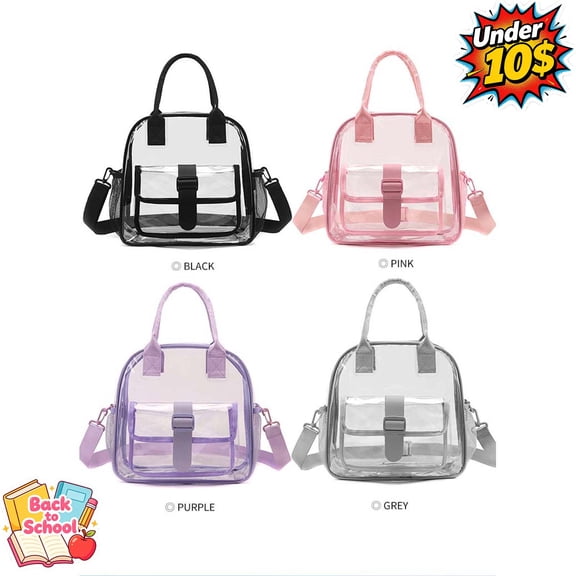 FEOLGEHLY Clear Crossbody Bag Stadium Approved, Clear Shoulder Bag For Women Men, Jelly Shoulder Tote Bag for Commuting Travel, Under 10$ Handbags, Waterproof Bag with Zipper (Gray)