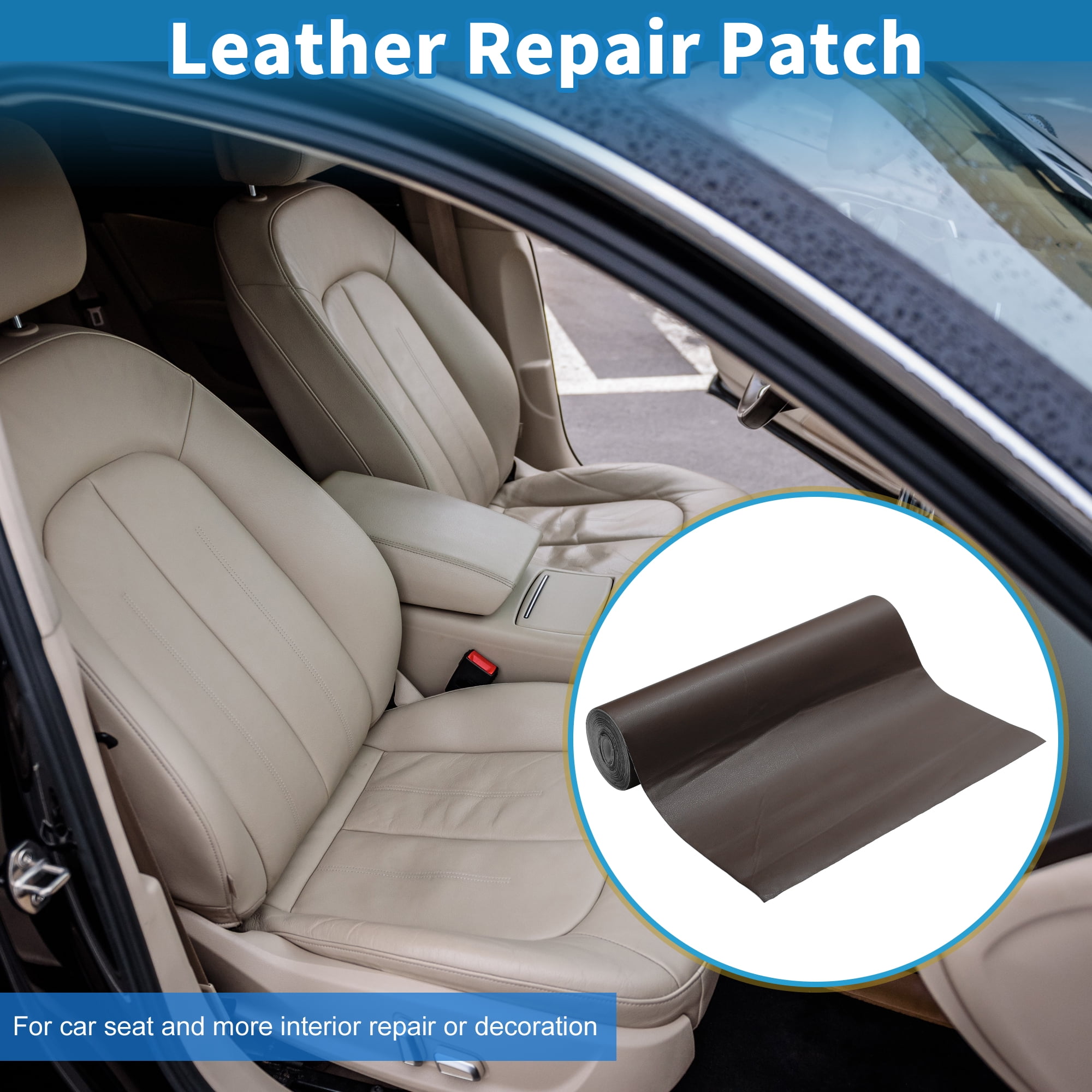 Unique Bargains Self Adhesive Leather Repair Patch Strong Stickiness Leather Repair Tape Leather 1 Pcs Coffee 17" x 395"