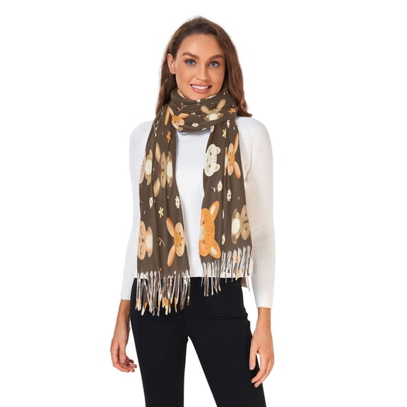 Winter Scarves for Women Cute Animal and Flower Fashion Pashmina Shawl Wraps Long Blanket Scarf for Fall Spring