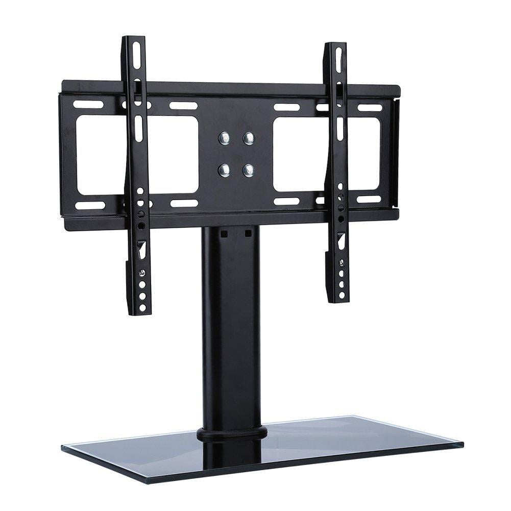 Table Top Tv Stands For 37 To 55 Inch Televisions With Tempered Glass Base Anti Tip Safety Strap Black
