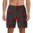 thumbnail image 2 of Picia Red Ladybugs pattern Mens Swim Trunks with Compression Liner Stretch Beach Shorts Quick Dry with Zipper Pockets No-Chafing Board Shorts-XX-Large, 2 of 9