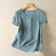 thumbnail image 2 of T Shirts For Women Womens Tops Fashionable Casual Solid Color Pleated Cotton And Linen Tops Shirts And T Shirts, 2 of 7