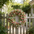 thumbnail image 5 of Spring Wreaths For Front Door, Valentines Day Wreaths For Front Door, Door Wreaths For Front Door Outside All Season, 16.5x16.5 In Eucalyptus Cherry Wreath, 5 of 7