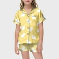 thumbnail image 2 of PMVFHDE Pyjamas pour Enfants Filles Pyjamas Imprimés pour Pâques Manches Courtes Bouton Haut Shorts Ensemble de Pyjamas Maison Jaune, 8-9 Ans, 2 of 4