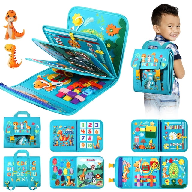 Freybli Tablero ocupado para niños pequeños Juguetes Montessori para niños de 1 a 3 años Regalo de cumpleaños Aprendizaje educativo Libro ocupado para niños pequeños 1-3 Tablero ocupado para niños peq