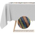 thumbnail image 2 of 60x84inches Rectangle Tablecloth Bohemian Colorful Striped White Table Cloth Spill Proof and Waterproof Fabric Table Cover for Kitchen Dining Room Cafe Patio Indoor Outdoor Party Supplies, 2 of 7