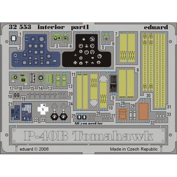 1/32 Aircraft- P40B Interior for TSM (Painted)