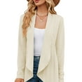 thumbnail image 3 of SHIBEVER Womens Fall Cardigan Lightweight Blouses Open Front Shirts Casual Loose Fit Tunics Tops Long Sleeve Pullover Fashion Sweaters Solid Color Beige Size M, 3 of 5