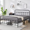 thumbnail image 3 of Classic Metal Platform Bed Frame Mattress Foundation with Victorian Style Iron-Art Headboard/Footboard/Under Bed Storage/No Box Spring Needed/Queen Size (Black), 3 of 9