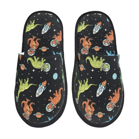 

Slippers for Women/Men - Dinosaur space Soft Plush Warm Slip-on Slippers House Slippers Indoor House Shoes
