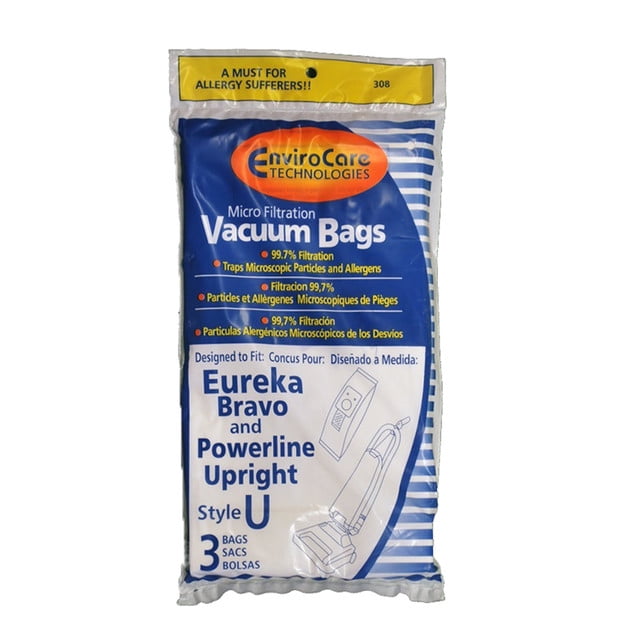 3 Style U Vacuum Bags for Eureka 54310C Bravo PowerLine Details about    Premium Type U