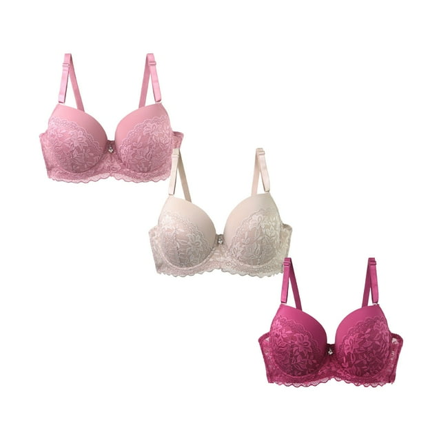ManxiVoo Plus Size Women Underwire Lace Bra 3 Piece Set Comfort Support Full Coverage Smoothing Underwear 90E Size