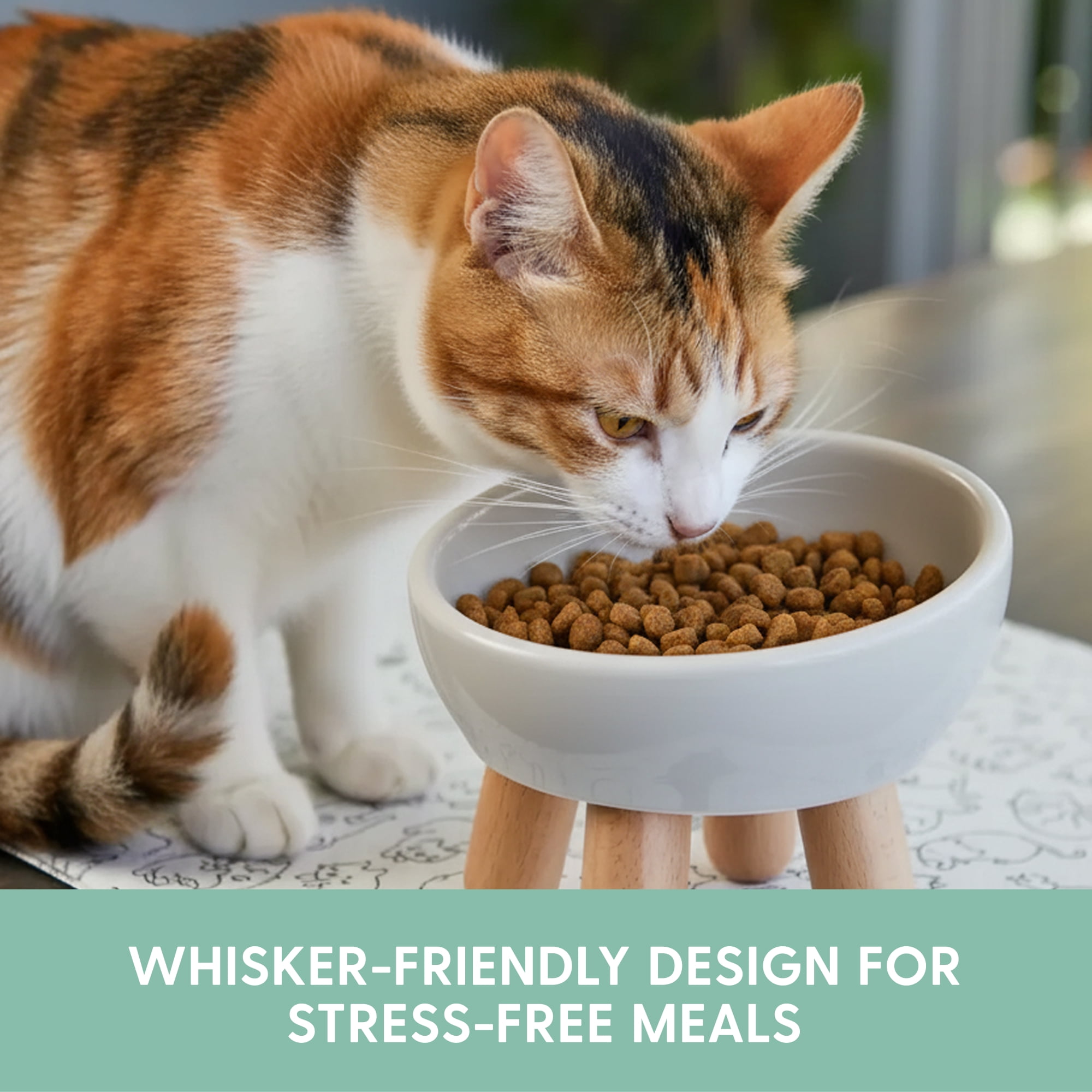 The Cat Ladies Tilted Ceramic Cat Bowl - Elevated Food Bowls Ceramic Pet Bowl - Raised Ceramics Bowls - Elevated & Tilted Design for Comfortable Eating - Grey