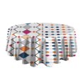 thumbnail image 5 of Round Waterproof Tablecloth 60×60 Inch, Boho Style Reusable Indoor/Outdoor Durable Table Cover for Party Kitchen Dinner Room Decor, 5 of 6