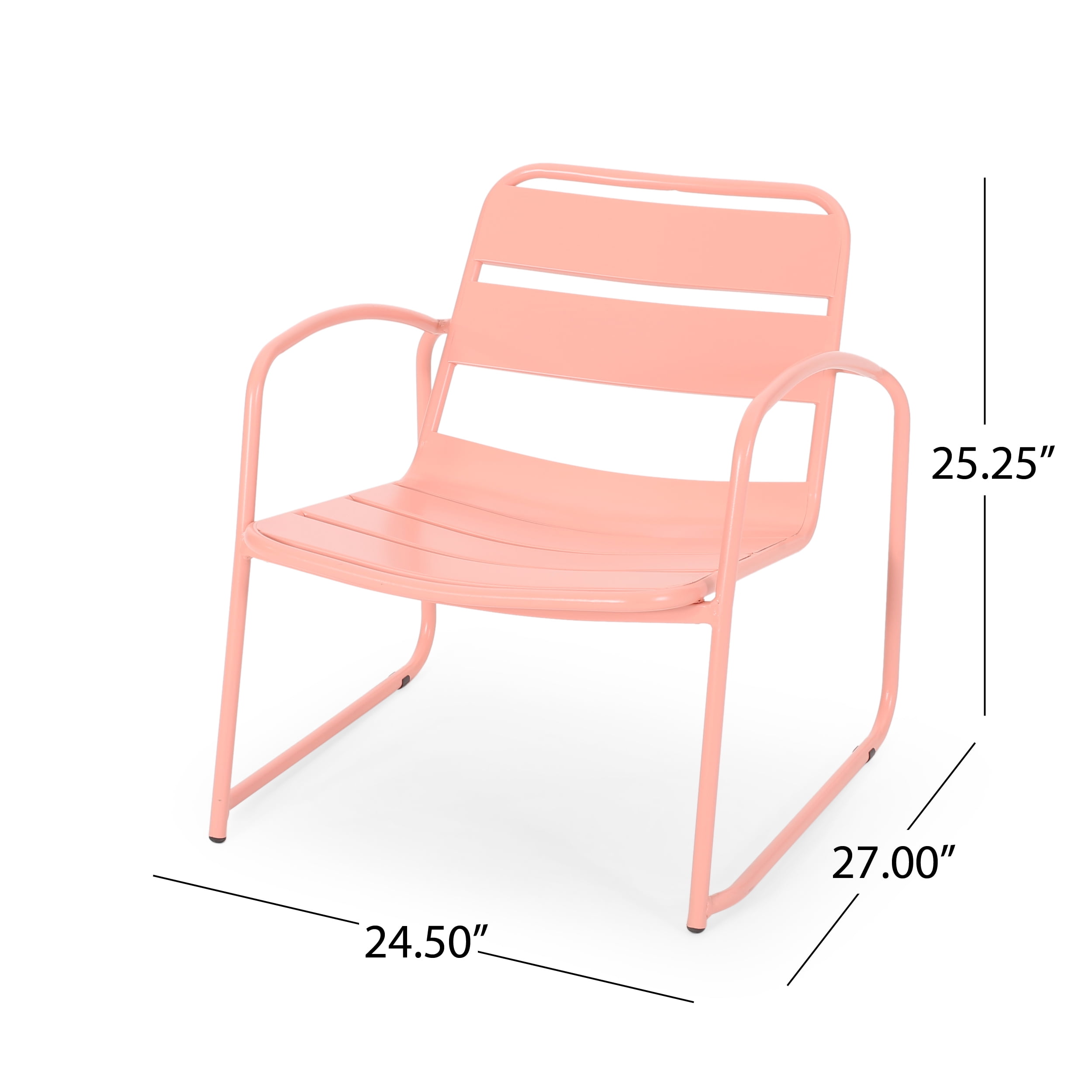 Calvert Outdoor Modern 2 Seater Iron Chat Set, Matte Coral