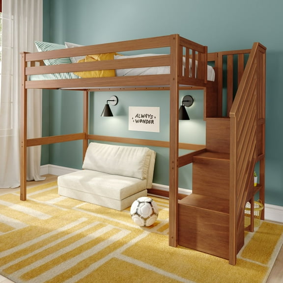 Classic Twin High Loft (ladder on end) Staircase, Pecan
