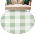 thumbnail image 2 of Sage Green Plaid Large Round Rug 8 FT, Non Slip Living Room Area Carpet, Spring Farmhouse Buffalo Checkered Washable Soft Circle Rug Non-Shedding Floor Carpet for Bedroom Office Dining Room, 2 of 9