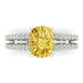 thumbnail image 2 of 3.96ct cushion cut yellow Zircon 18k white gold Bridal Wedding Engagement Promise Anniversary Ring for Women size 3.5, 2 of 7